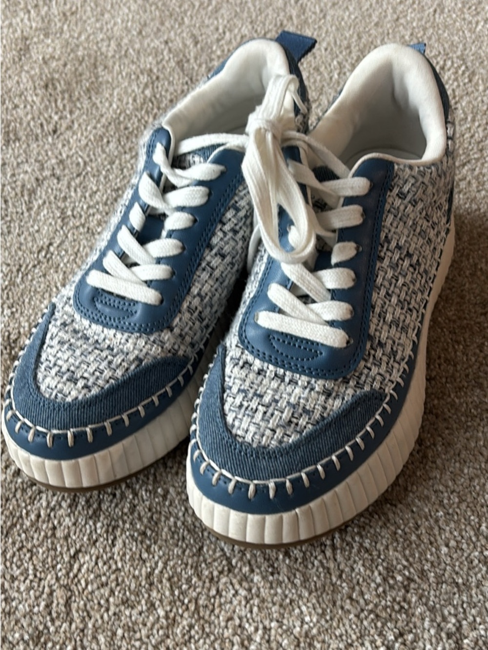 Universal Thread Womens Blue and White Woven Lace-Up Sneakers
